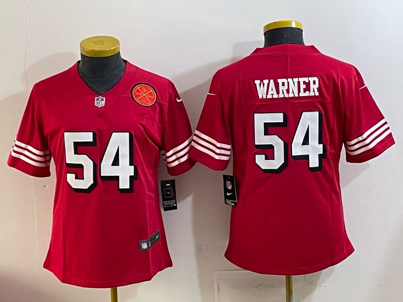 Women 2025 San Francisco 49ers #54 Warner Red Nike Limited NFL Jersey style 005